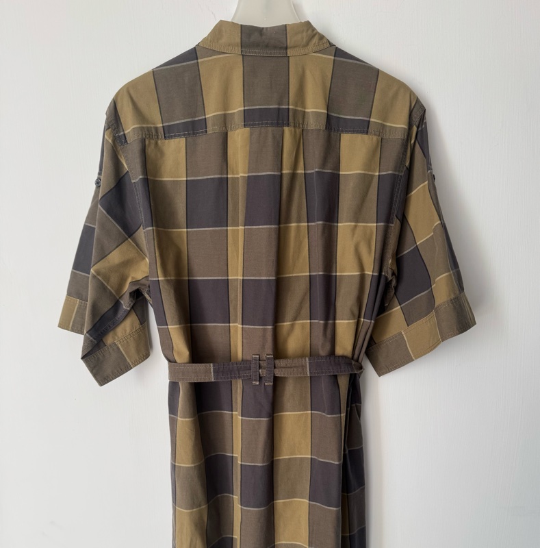 Burberry 綠灰格紋綁帶洋裝👗-10