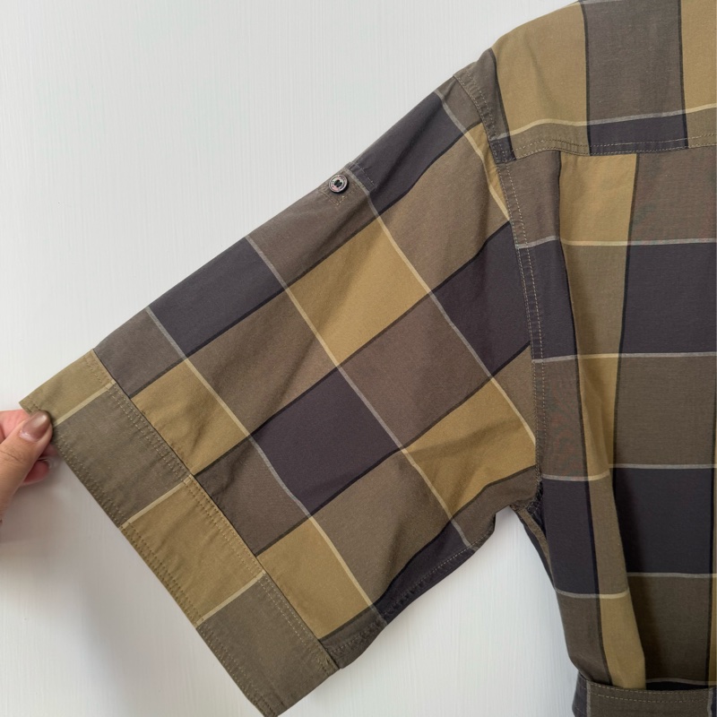 Burberry 綠灰格紋綁帶洋裝👗-12