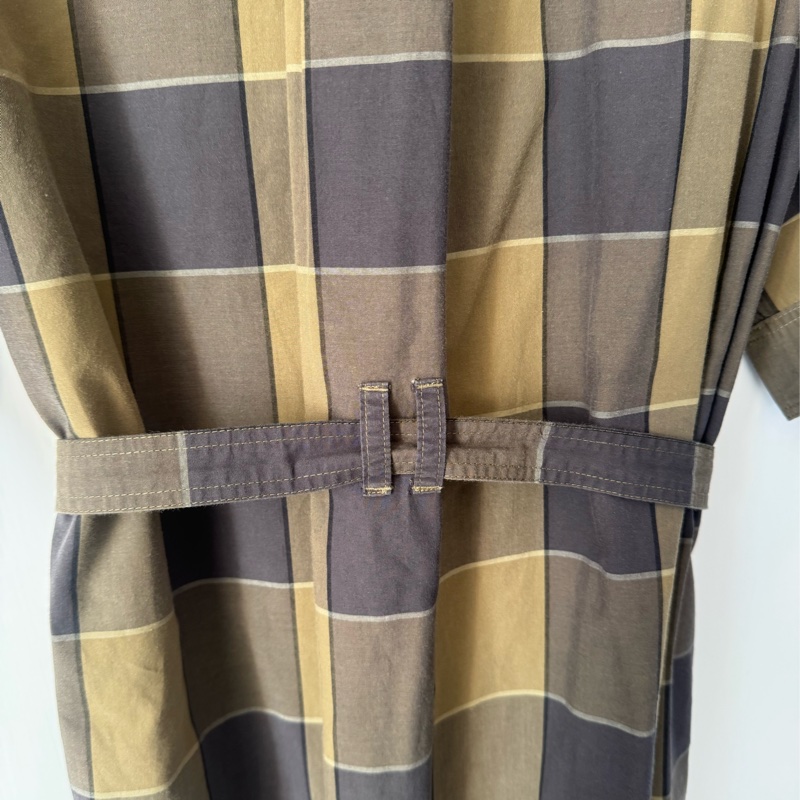 Burberry 綠灰格紋綁帶洋裝👗-14