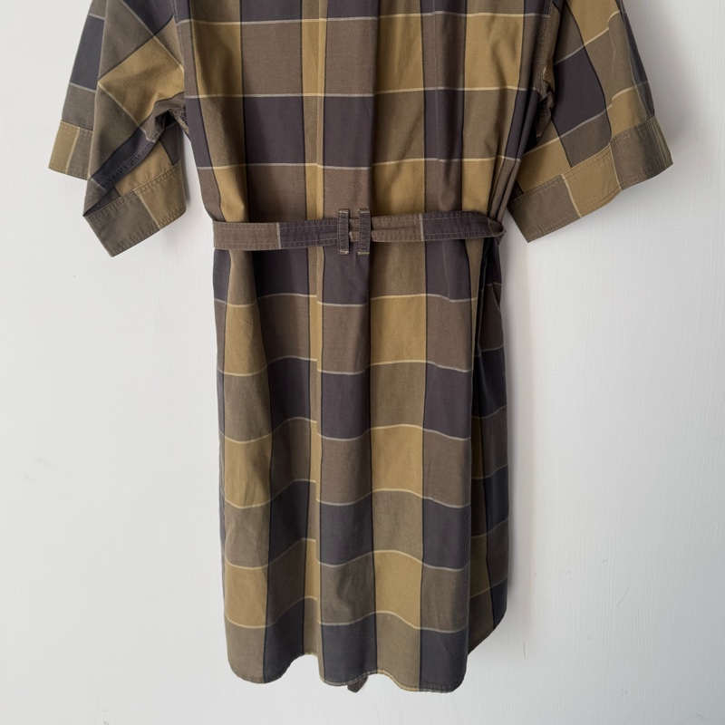 Burberry 綠灰格紋綁帶洋裝👗-24