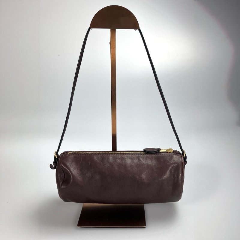 MIUMIU 5NE851 咖色舊化納帕皮革化妝袋-1