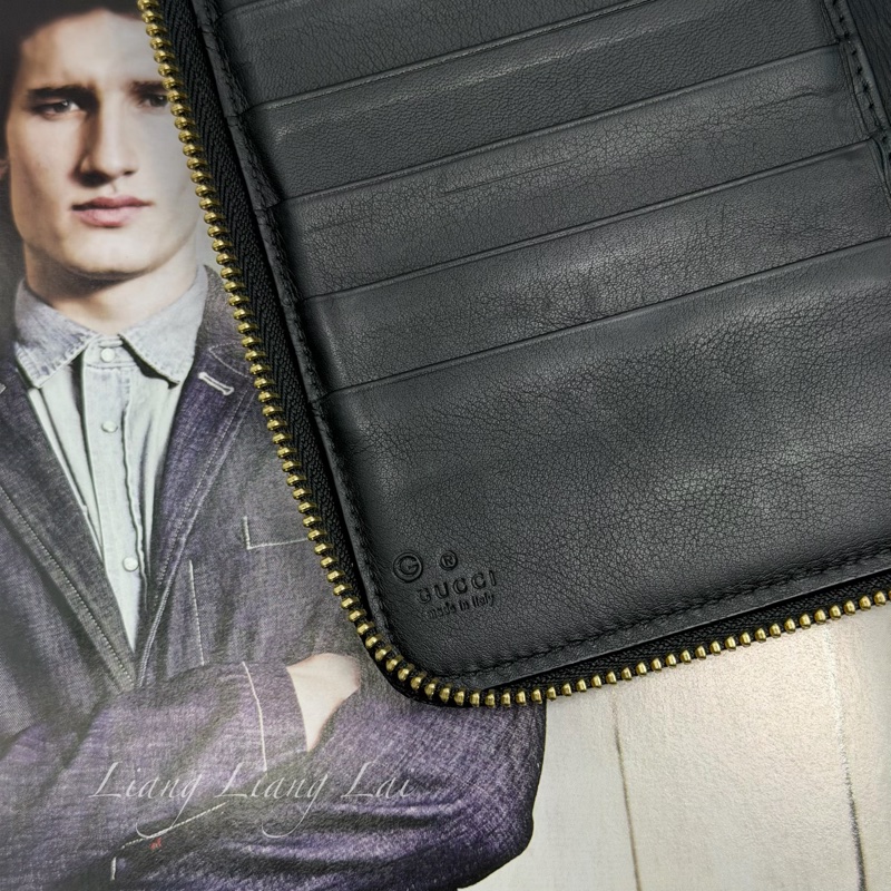 GUCCI 古馳 GG ssima 經典提花織布拉鍊長夾-2