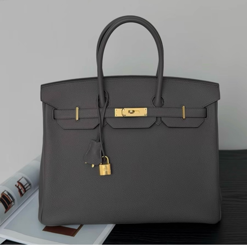 有購證🩷 Hermes birkin 35錫器灰金扣togo皮 A刻-1