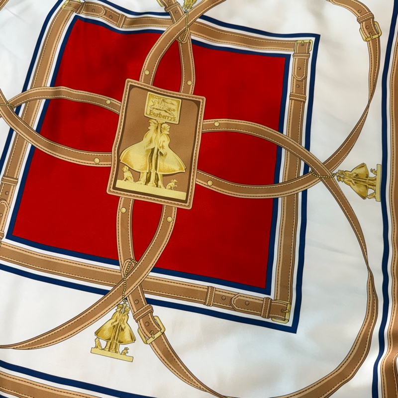 BURBERRY英國典藏圍巾印花絲緞寬鬆披肩/緋紅-18