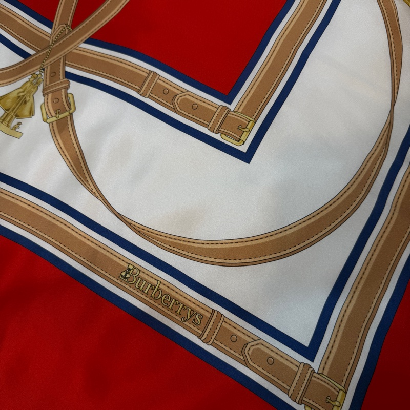 BURBERRY英國典藏圍巾印花絲緞寬鬆披肩/緋紅-20