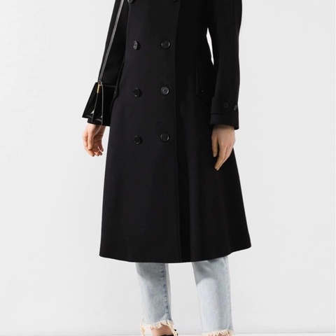 BURBERRY英國黑色羊絨混紡大衣UK4