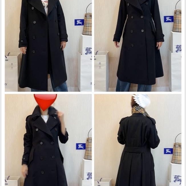 BURBERRY英國黑色羊絨混紡大衣UK4-1