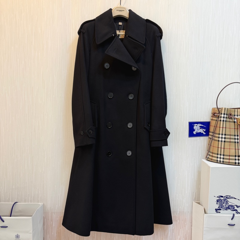 BURBERRY英國黑色羊絨混紡大衣UK4-2