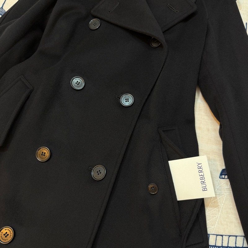 BURBERRY英國黑色羊絨混紡大衣UK4-5