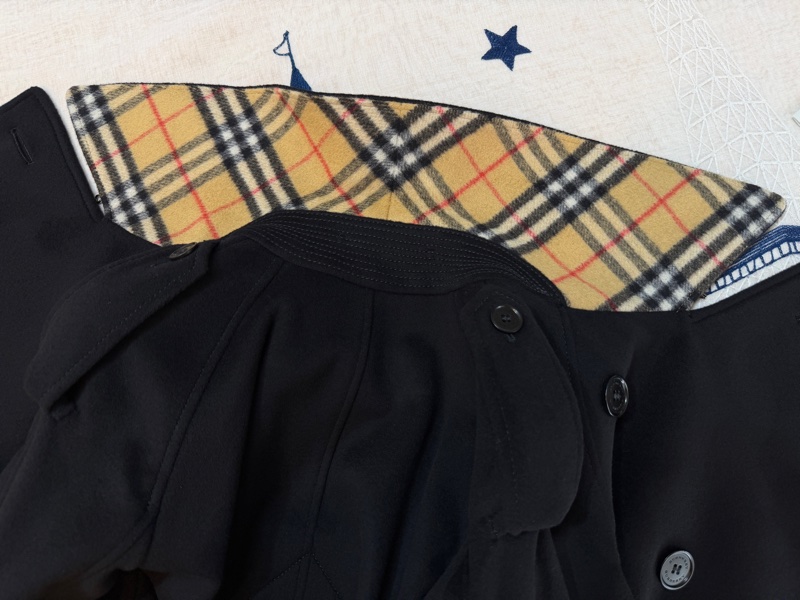 BURBERRY英國黑色羊絨混紡大衣UK4-9