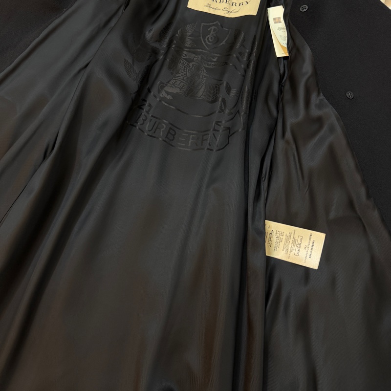 BURBERRY英國黑色羊絨混紡大衣UK4-11