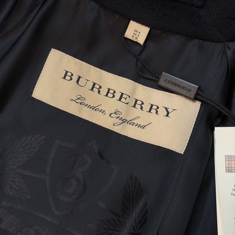 BURBERRY英國黑色羊絨混紡大衣UK4-12