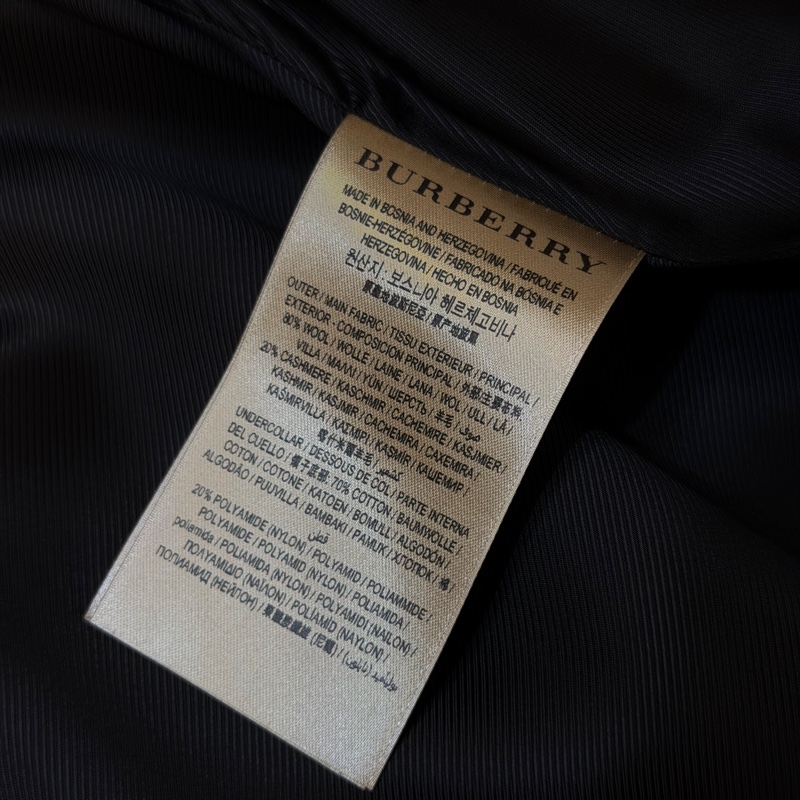 BURBERRY英國黑色羊絨混紡大衣UK4-13