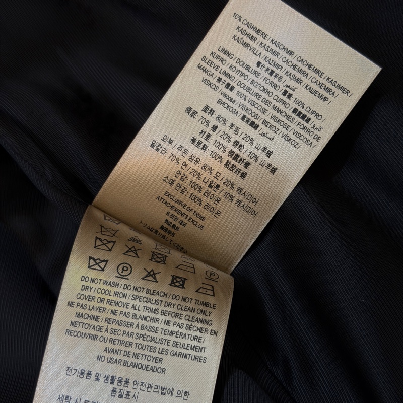 BURBERRY英國黑色羊絨混紡大衣UK4-14