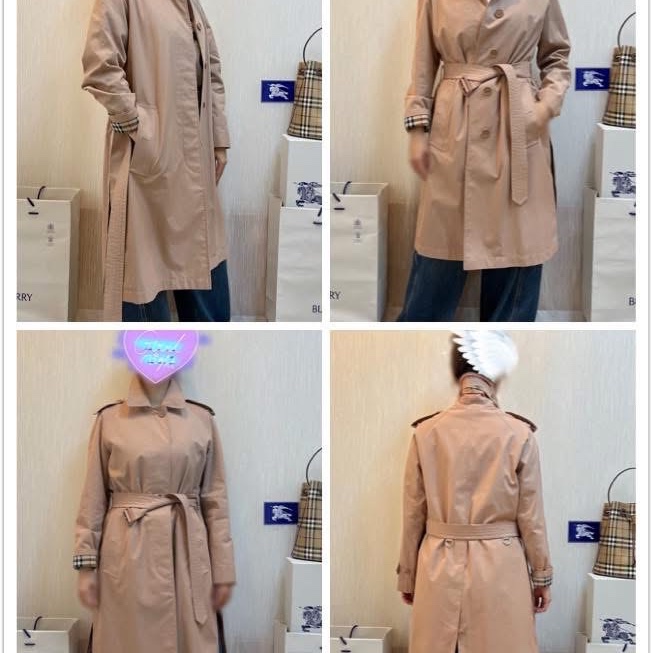 BURBERRY英國粉杏色側開衩長風衣UK4-1