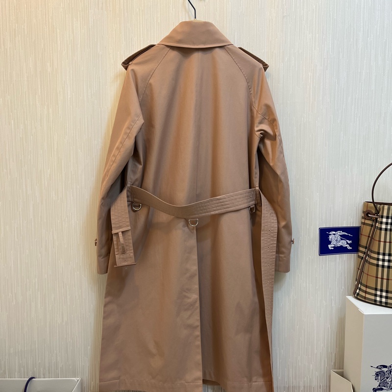 BURBERRY英國粉杏色側開衩長風衣UK4-3