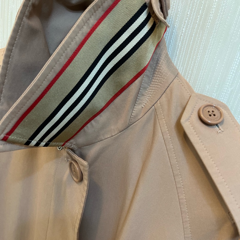 BURBERRY英國粉杏色側開衩長風衣UK4-4