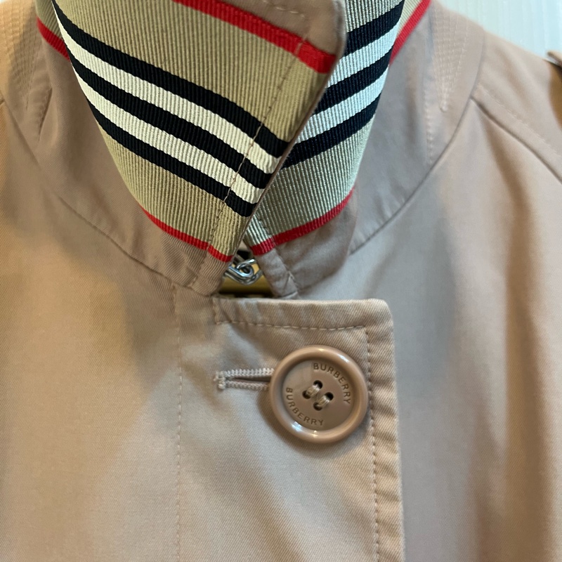 BURBERRY英國粉杏色側開衩長風衣UK4-5