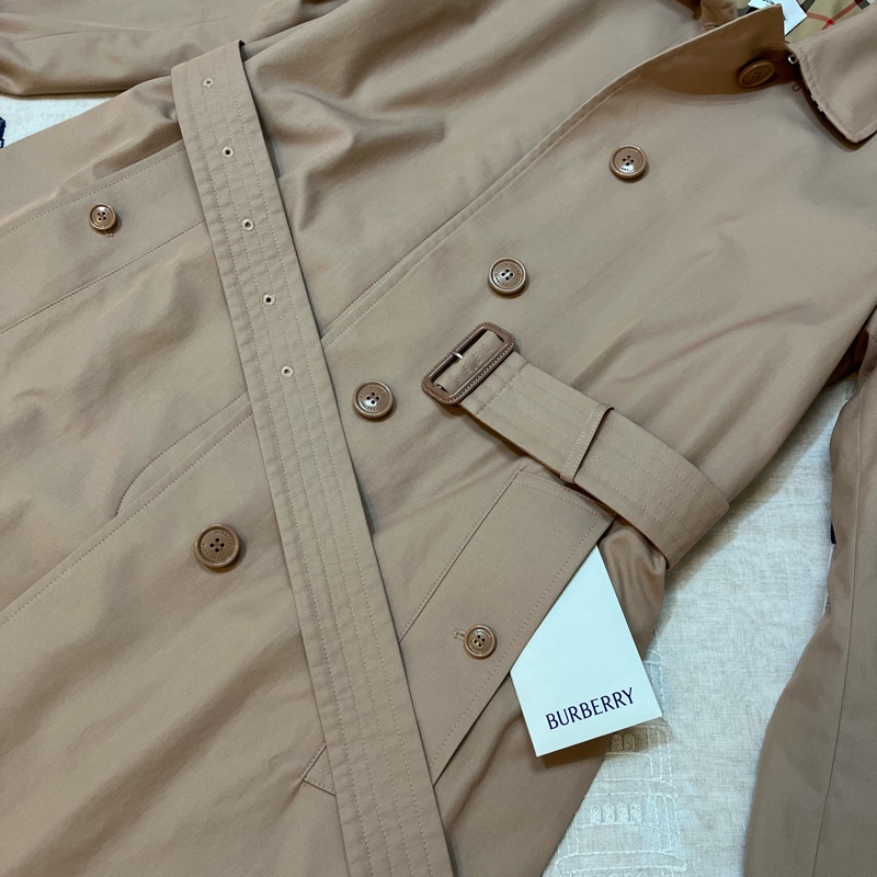 BURBERRY英國粉杏色側開衩長風衣UK4-8