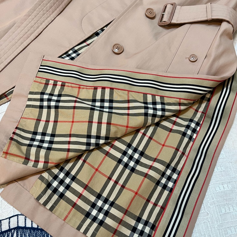BURBERRY英國粉杏色側開衩長風衣UK4-9