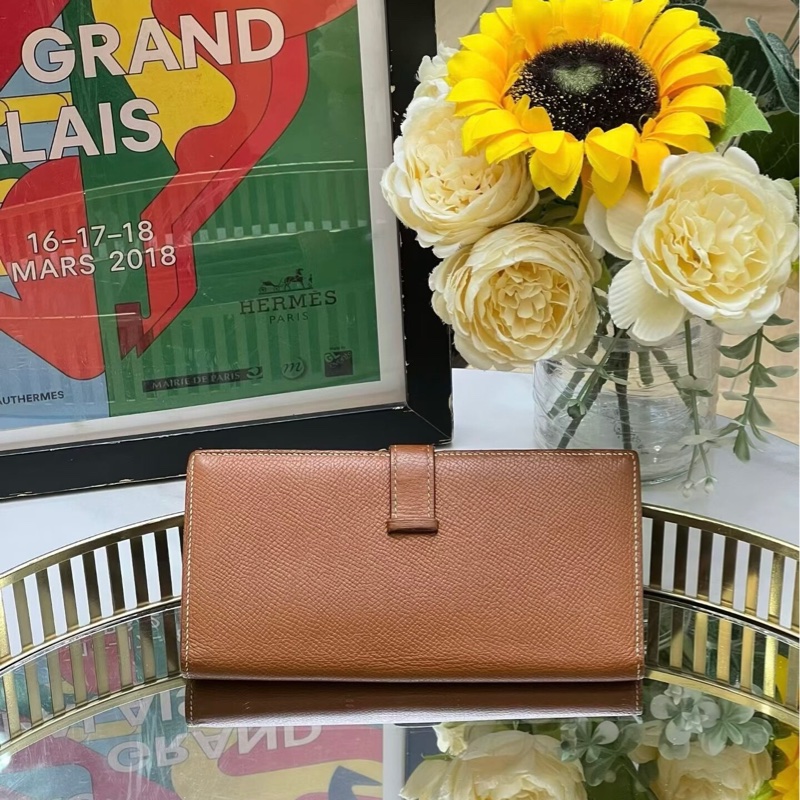 95 新 HERMES 愛馬仕 Bearn H 長夾 金棕銀扣 X刻EPSOM-3