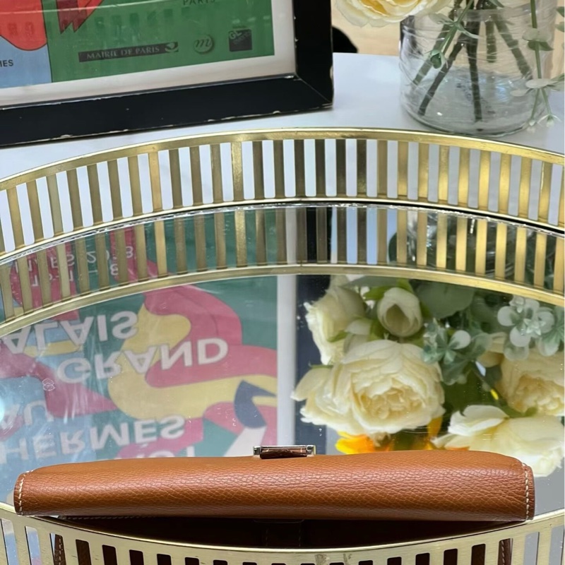 95 新 HERMES 愛馬仕 Bearn H 長夾 金棕銀扣 X刻EPSOM-4