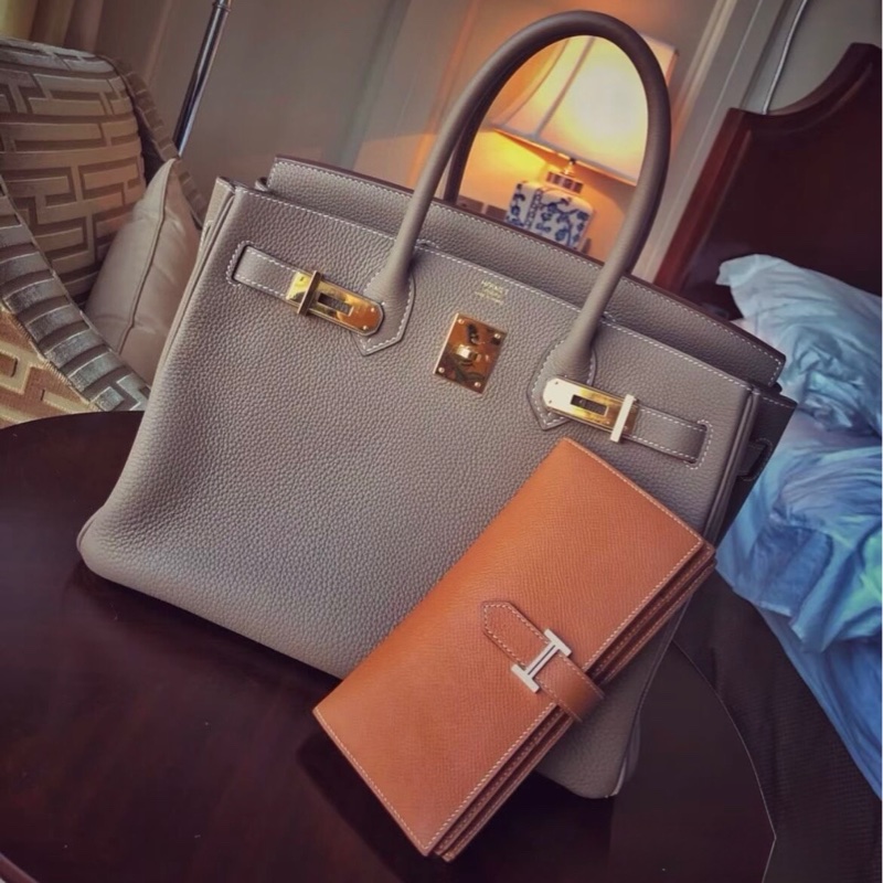 95 新 HERMES 愛馬仕 Bearn H 長夾 金棕銀扣 X刻EPSOM-6