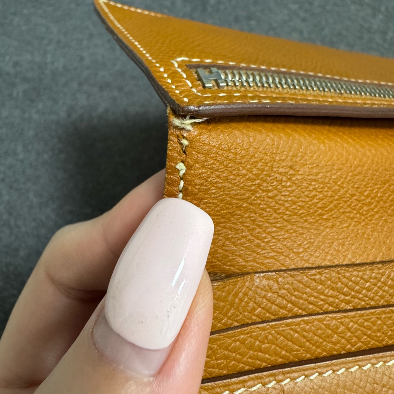 降價!自用首選HERMES 愛馬仕 Bearn H 長夾 金棕銀扣 X刻EPSOM-10