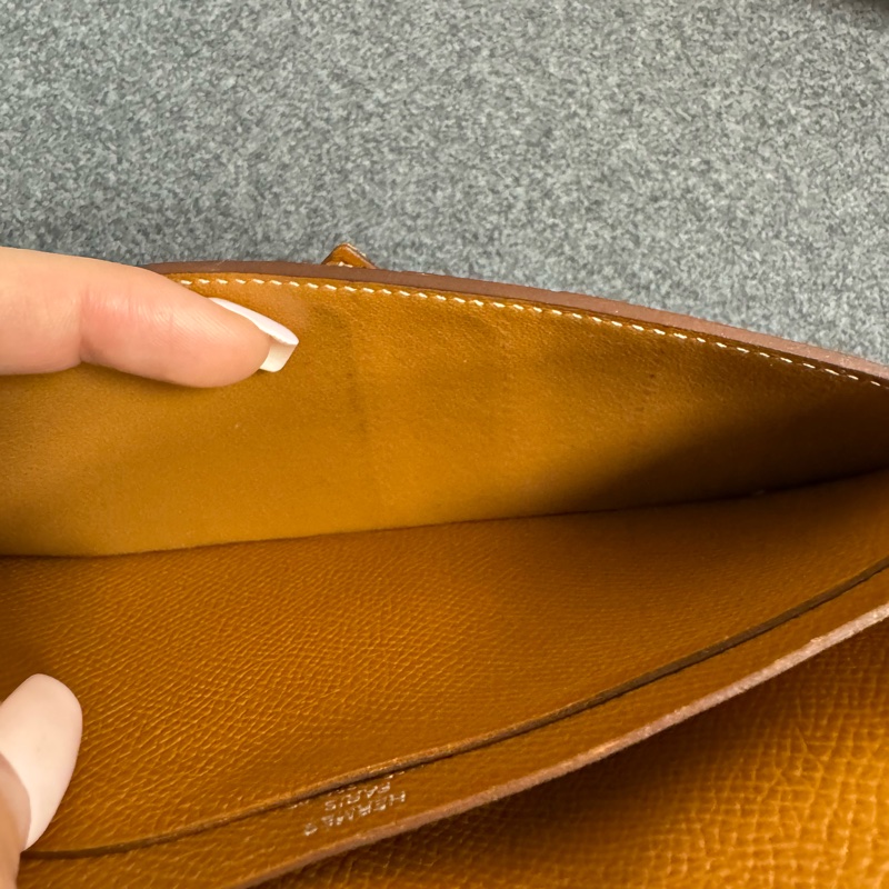 降價!自用首選HERMES 愛馬仕 Bearn H 長夾 金棕銀扣 X刻EPSOM-17