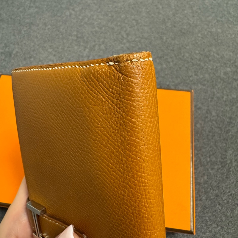 降價!自用首選HERMES 愛馬仕 Bearn H 長夾 金棕銀扣 X刻EPSOM-22