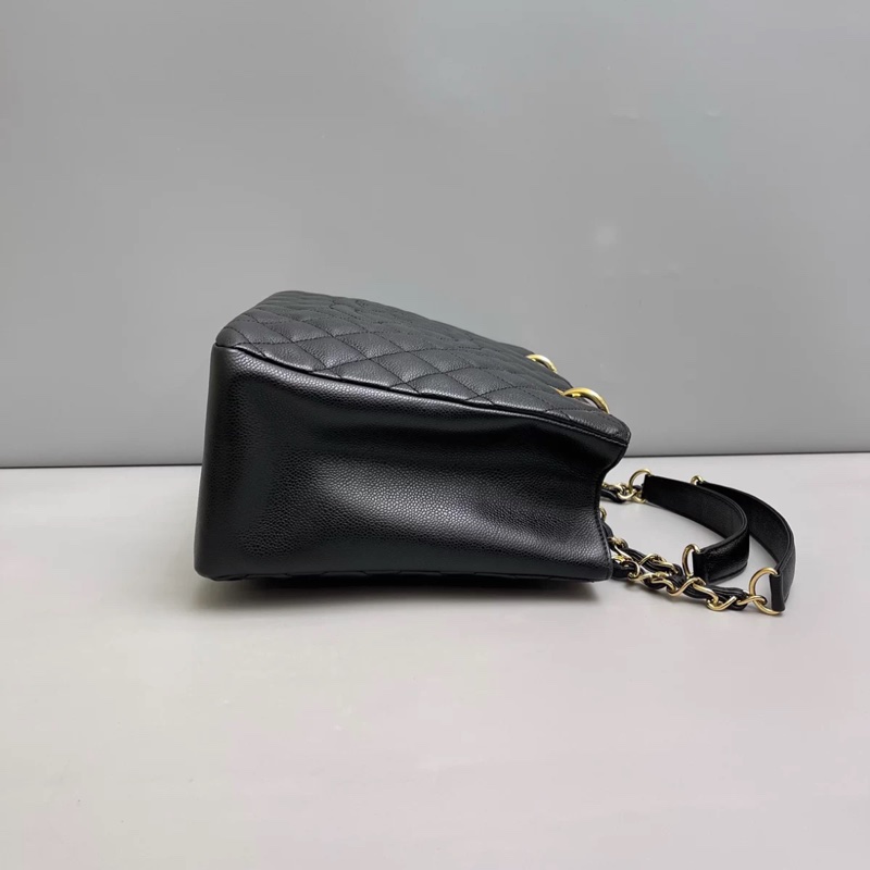 Chanel香奈兒 黑金牛皮荔枝紋gst-2