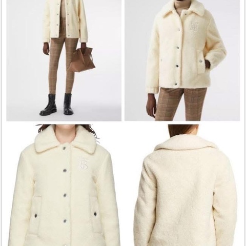 BURBERRY英國米色專屬標誌絨頭外套UK6