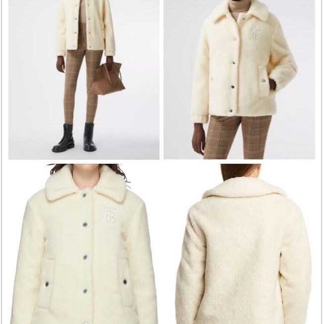 BURBERRY英國米色專屬標誌絨頭外套UK6-0