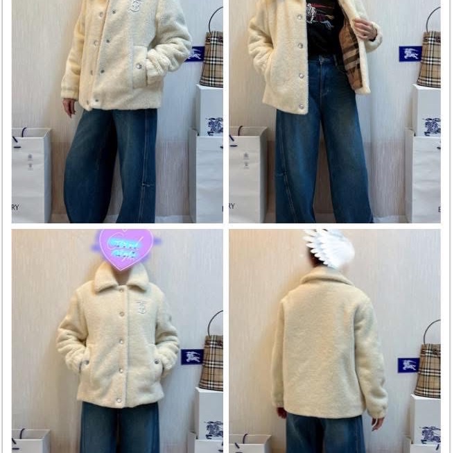 BURBERRY英國米色專屬標誌絨頭外套UK6-1