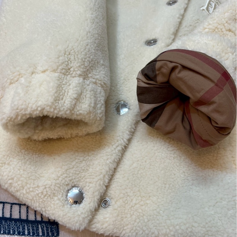 BURBERRY英國米色專屬標誌絨頭外套UK6-8