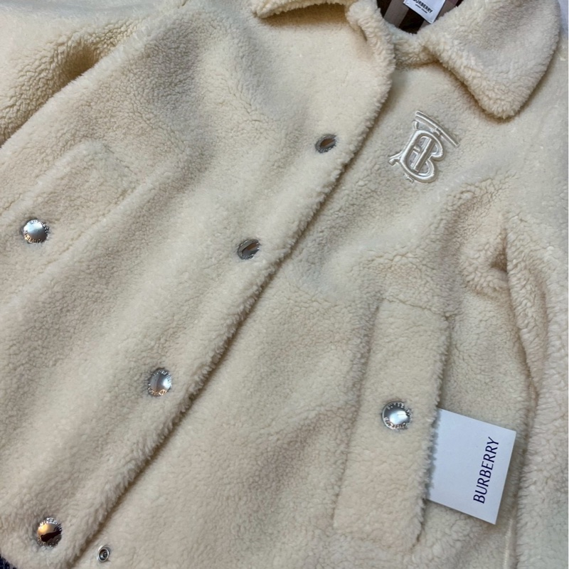 BURBERRY英國米色專屬標誌絨頭外套UK6-9