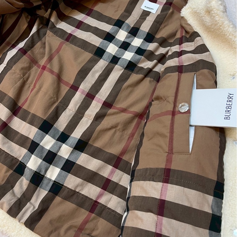 BURBERRY英國米色專屬標誌絨頭外套UK6-10