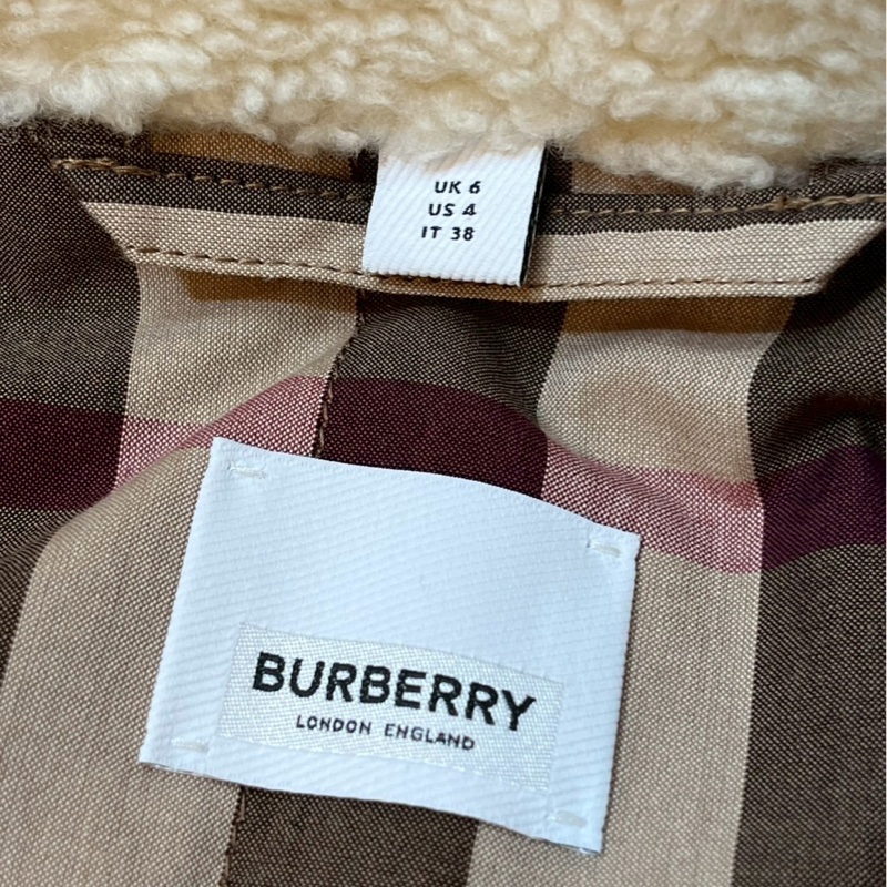 BURBERRY英國米色專屬標誌絨頭外套UK6-11