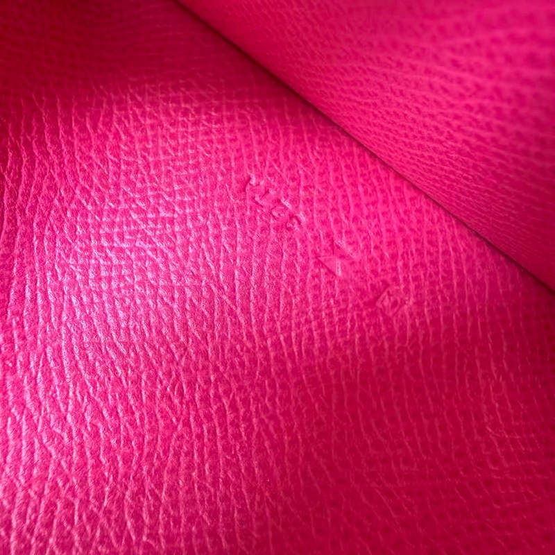 Hermes 愛馬仕 Bearn H 亮粉色銀扣 EPSOM 皮長夾 框W刻-9