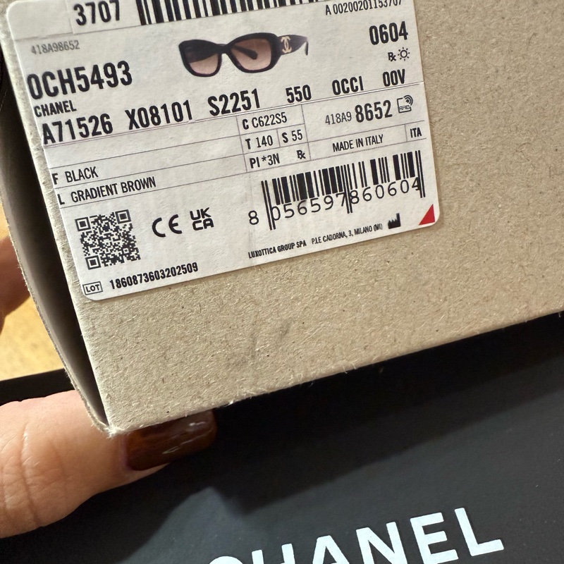 Chanel 香奈兒 熱賣款 CH5493 全新黑色 義大利製造-7