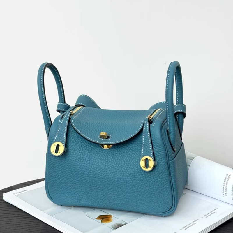 有購證🩷 愛馬仕 minilindy新牛仔藍金扣 tc皮B刻-0