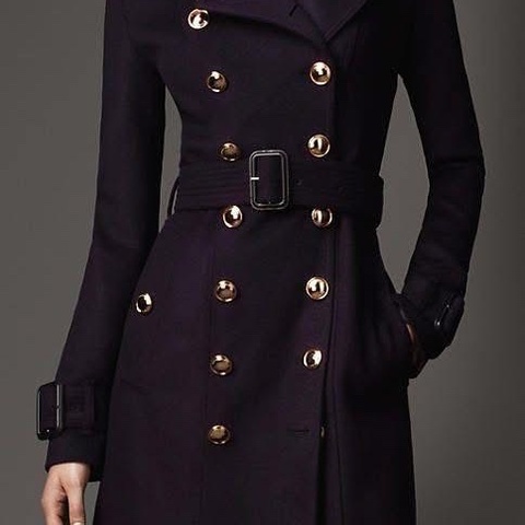 BURBERRY英國深藍羊絨混紡大衣UK6