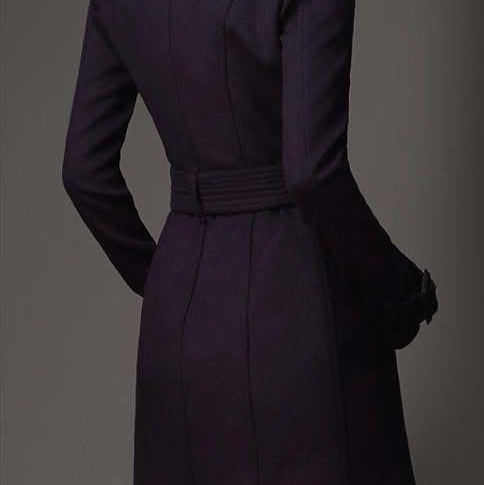 BURBERRY英國深藍羊絨混紡大衣UK6-1