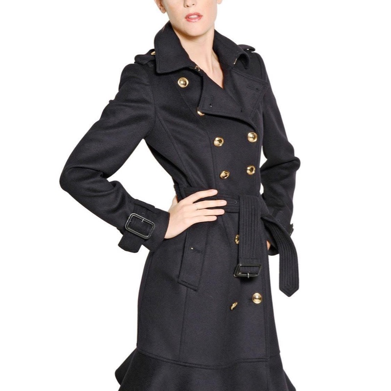 BURBERRY英國深藍羊絨混紡大衣UK6-2