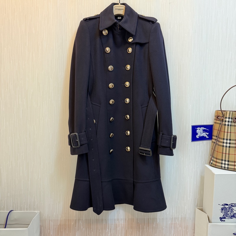 BURBERRY英國深藍羊絨混紡大衣UK6-5
