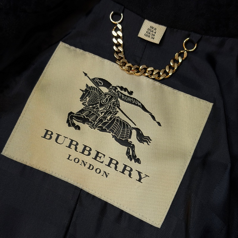 BURBERRY英國深藍羊絨混紡大衣UK6-16