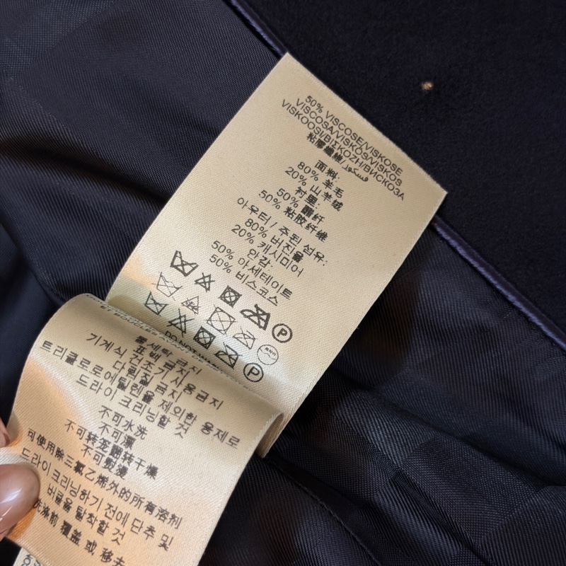 BURBERRY英國深藍羊絨混紡大衣UK6-18