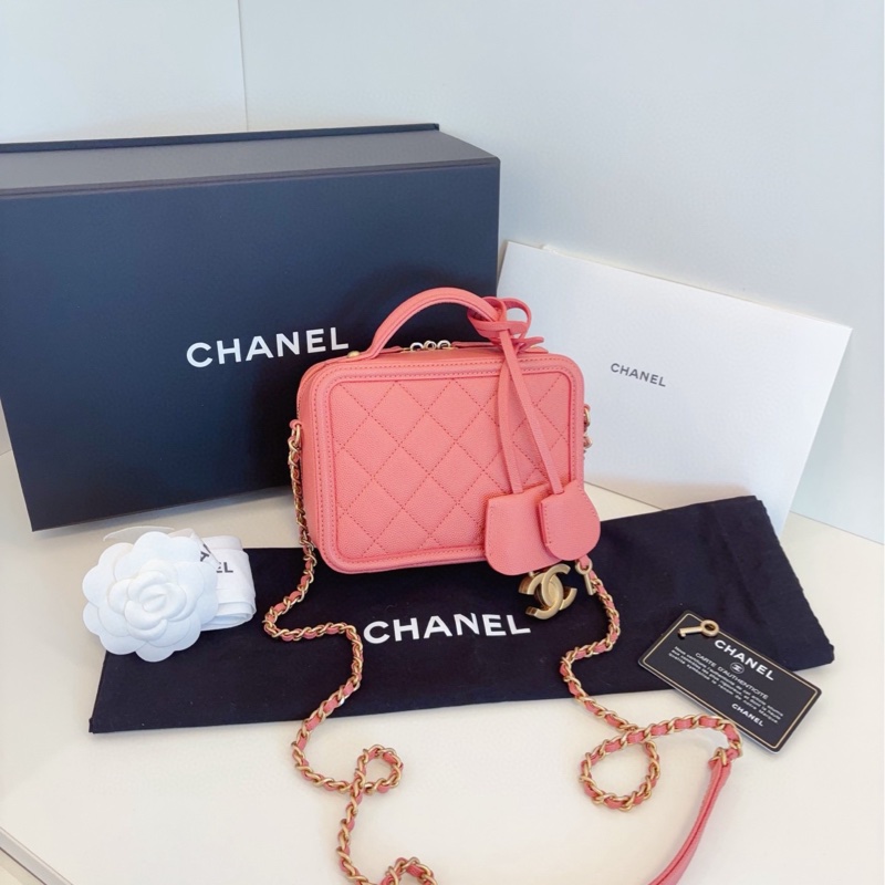 ✨Chanel 99新 全套 vanity case 粉金荔枝皮 盒子包 ❤️-2