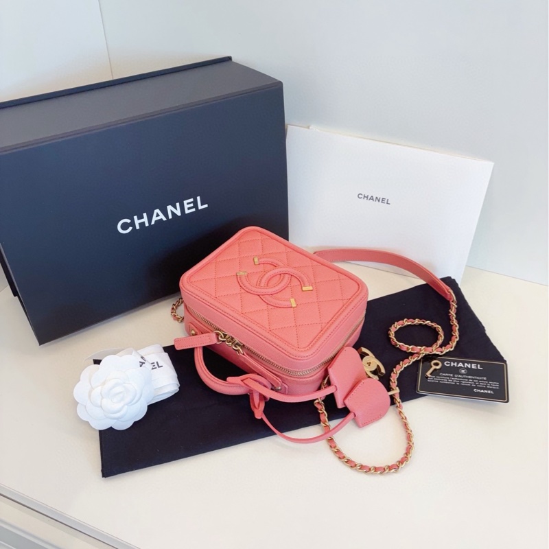 ✨Chanel 99新 全套 vanity case 粉金荔枝皮 盒子包 ❤️-6