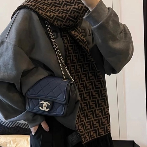 ✨Chanel CF方胖子 霧霾灰藍色 絕版 有保卡💙